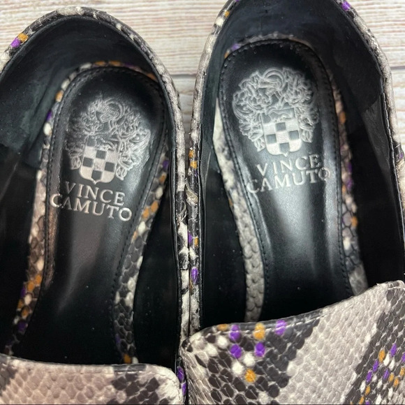 Vince Camuto Jendaya Convertible Loafer Mulberry Snake Print Leather Sz 6.5 - Picture 8 of 11